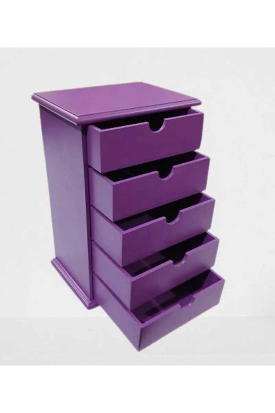 Hobi ERDL Commode Boîte à Bijoux et Maquillage 5 Tiroirs Peinture Brillante VIOLET Fait Main