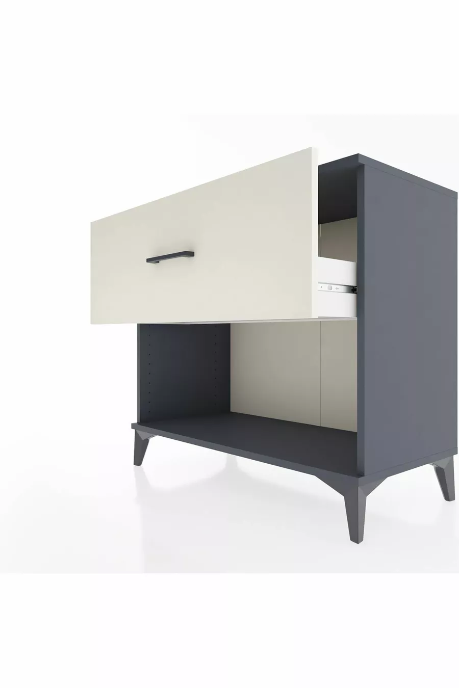 Commode Hyperion à un tiroir Gris anthracite-Sable