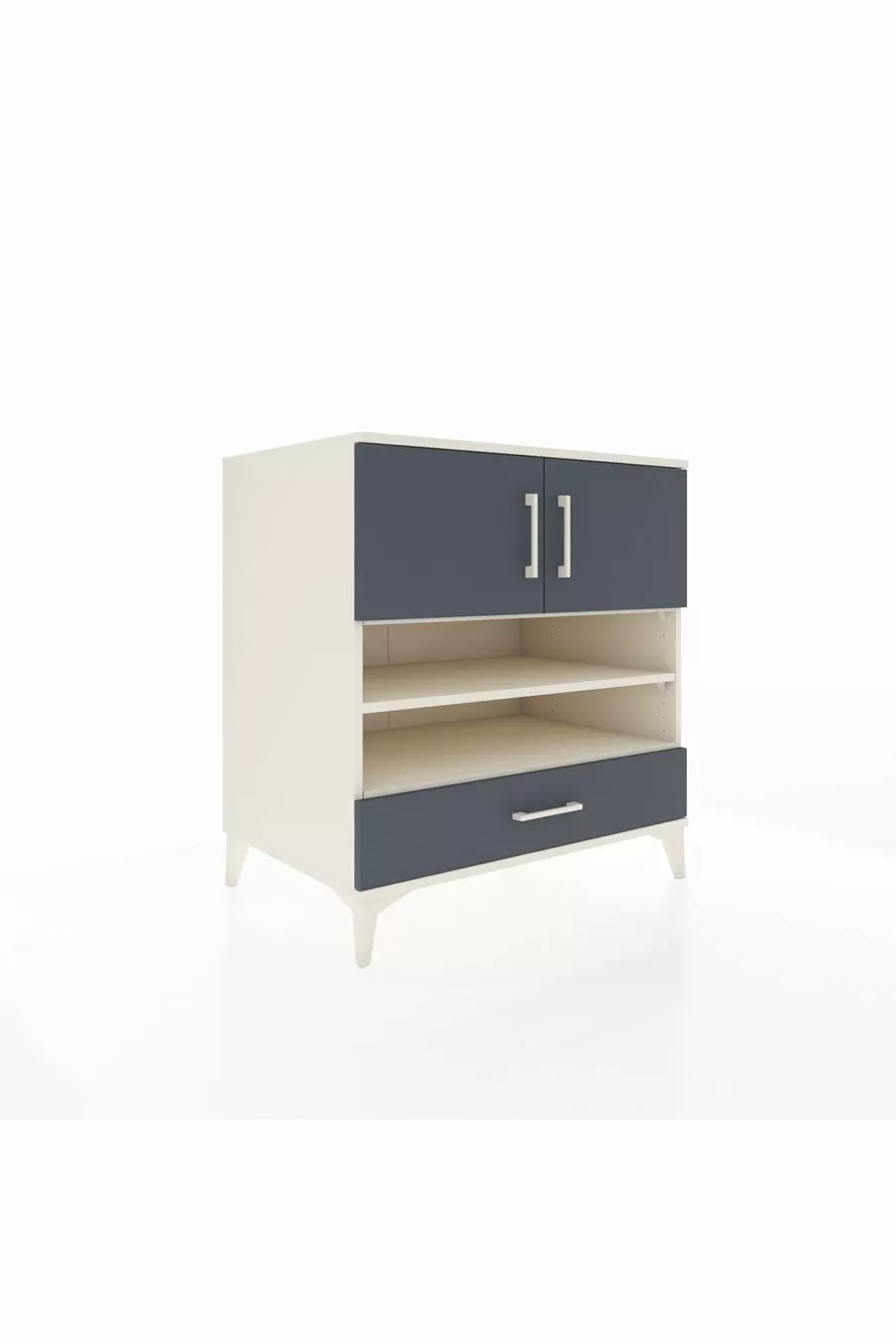 Commode Kronos avec 4 étagères, 1 tiroir et 2 portes, Pierre de Lune-Anthracite