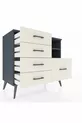 Commode Hyperion 2 étagères 5 tiroirs Anthracite-Anthracite/Pierre de lune