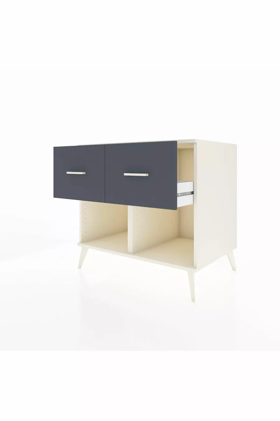 Commode Kronos 2 tiroirs Pierre de lune-Pierre de lune/Anthracite