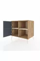 Commode Kronos à 2 étagères et 2 portes, pin-anthracite / pierre de lune