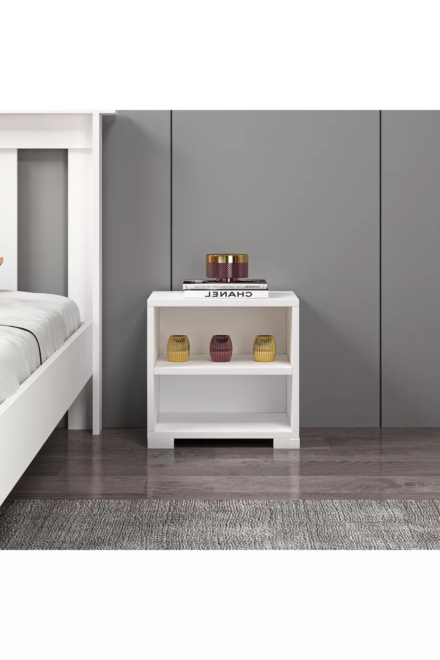Table de chevet blanche en MDF
