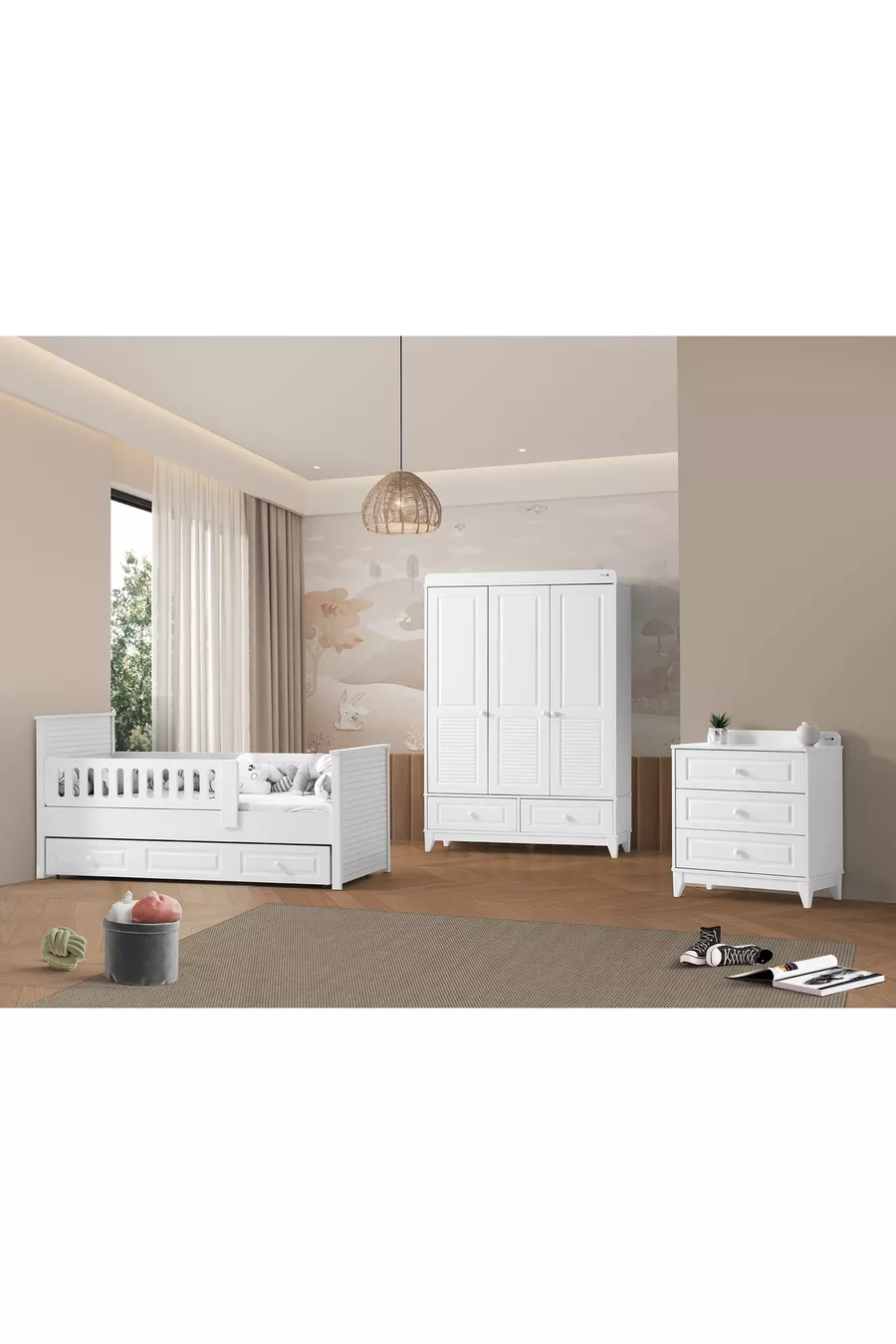 Armoire polyvalente Boss, commode avec tiroirs, commode avec portes, commode à 3 tiroirs