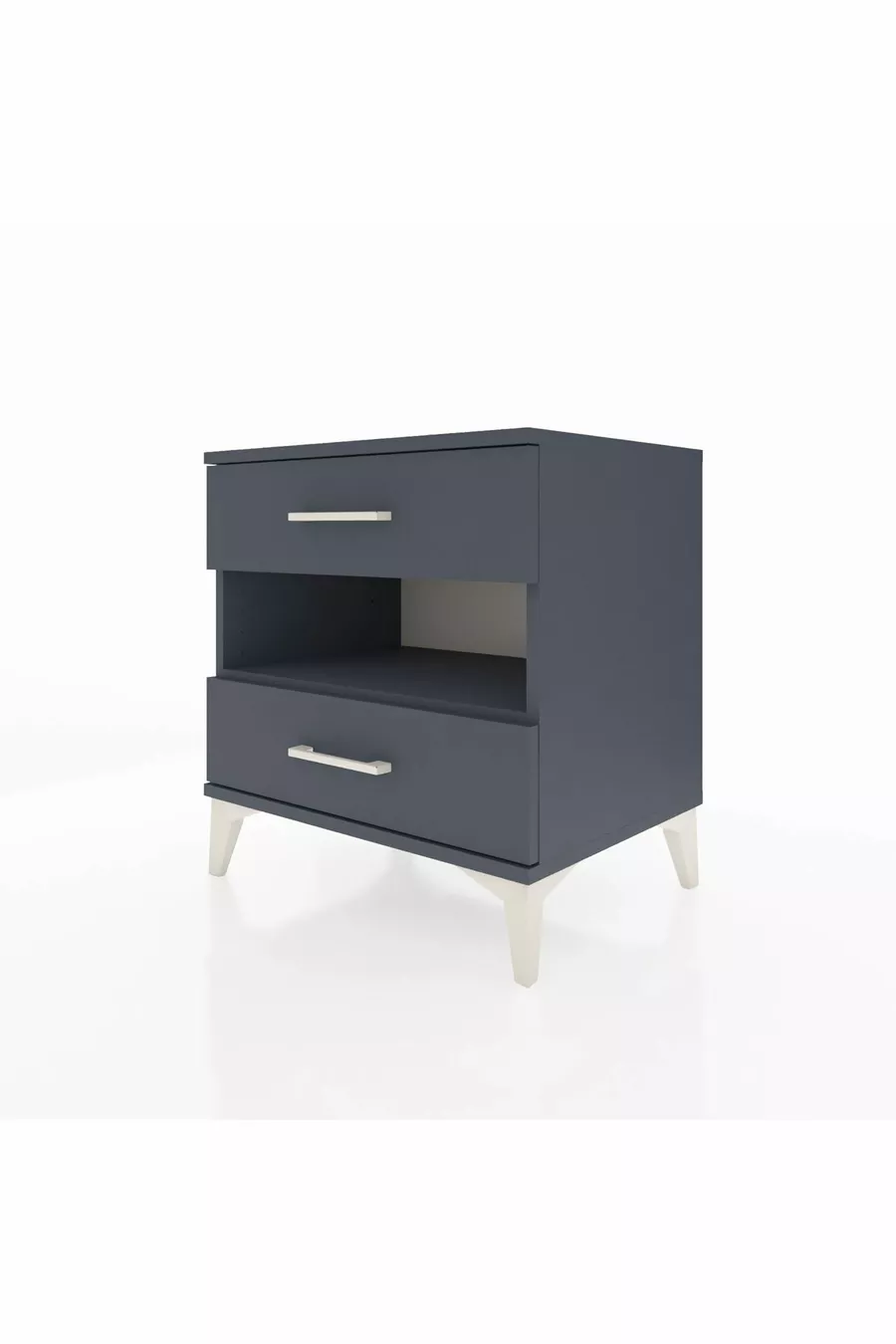 Chevet Hyperion à une étagère et deux tiroirs Anthracite-Anthracite