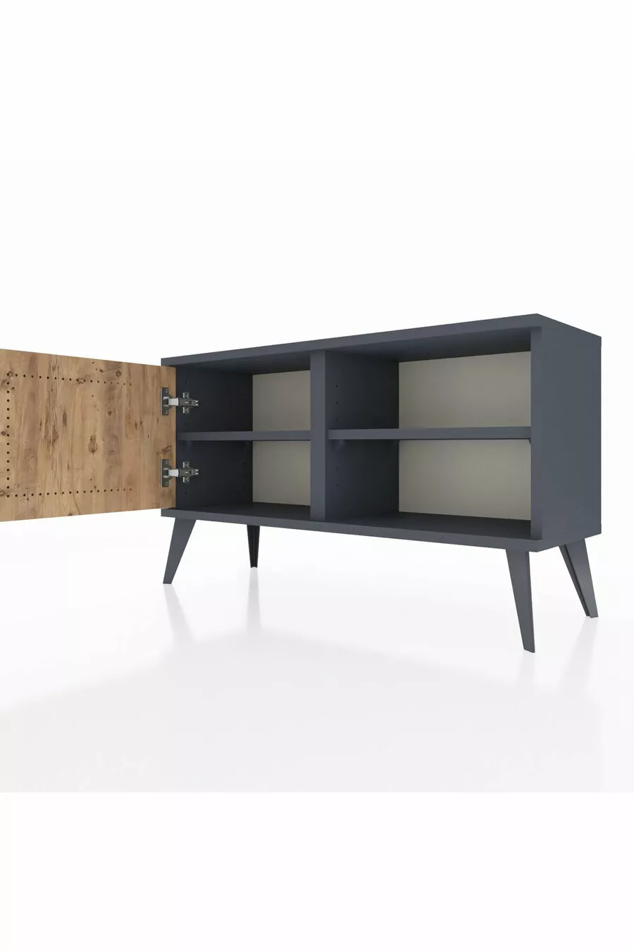 Commode Arges à 2 étagères avec une porte Anthracite-Pin/Anthracite