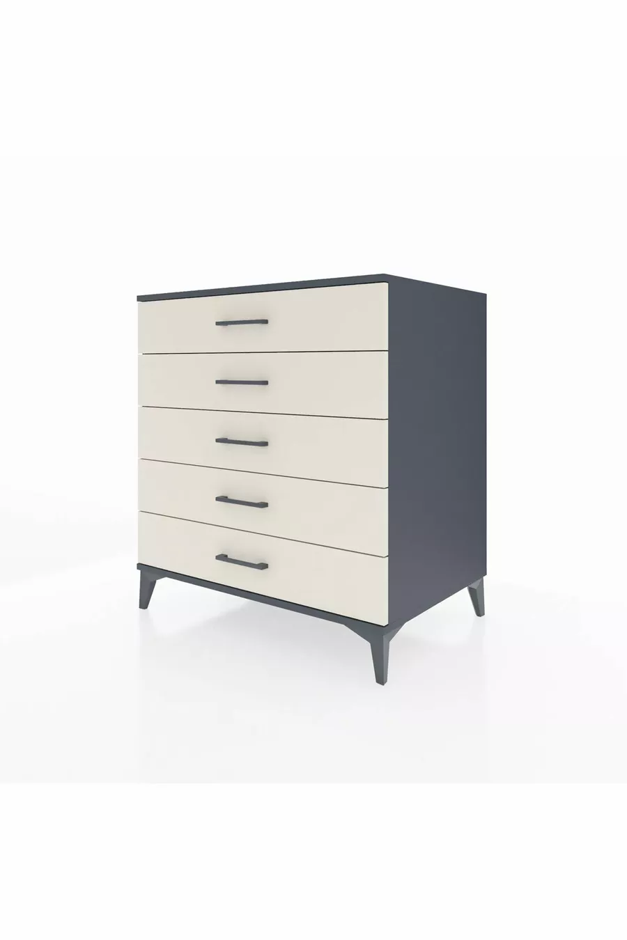 Commode Kronos 5 tiroirs Anthracite-Pierre de lune