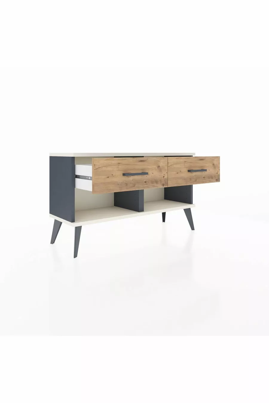 Commode Arges 2 Tiroirs Anthracite-Pierre de Lune/Pin
