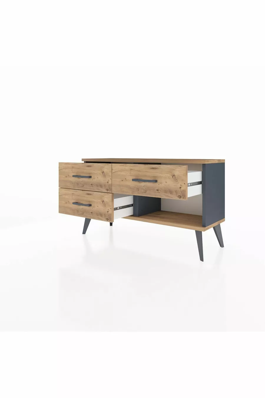 Commode Arges 3 tiroirs Anthracite-Sapin