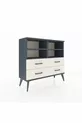 Commode Arges 4 étagères 4 tiroirs Anthracite-Anthracite/Gris pierre