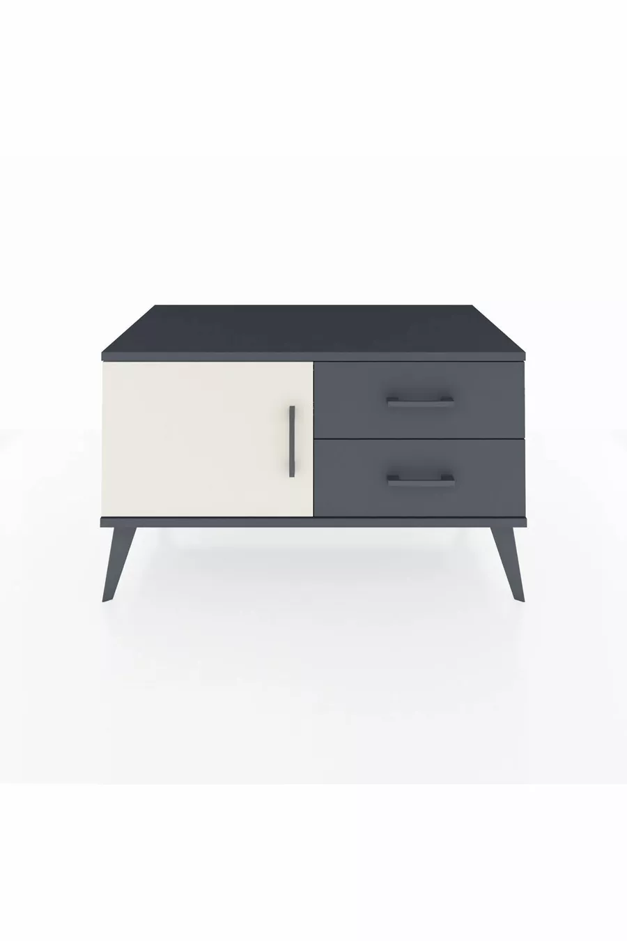 Commode Hyperion à une étagère, 2 tiroirs et une porte, Anthracite-Pierre de lune/Anthracite
