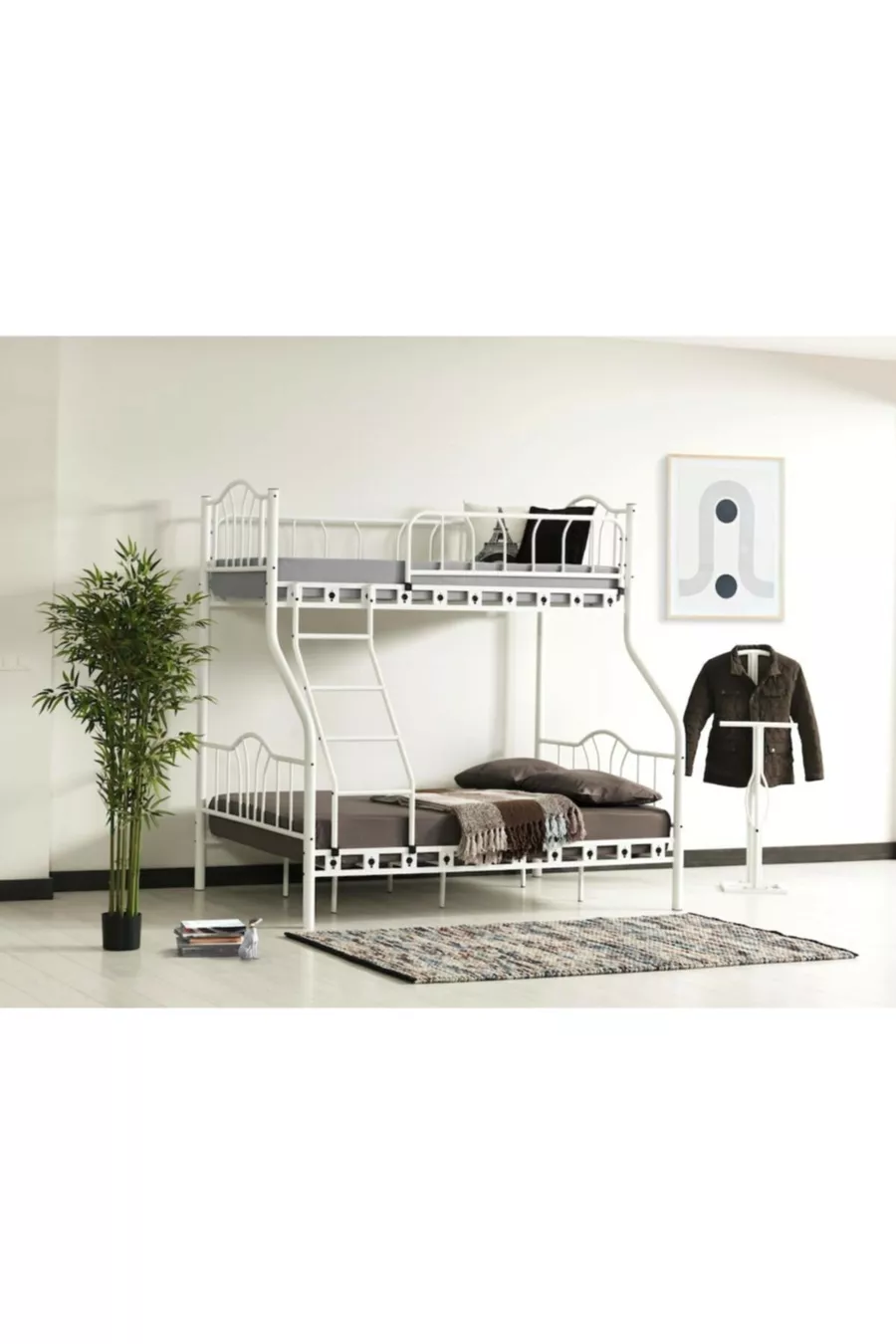 Lit superposé métallique pour invités d'été 3 places pour chambre parentale * + * cm