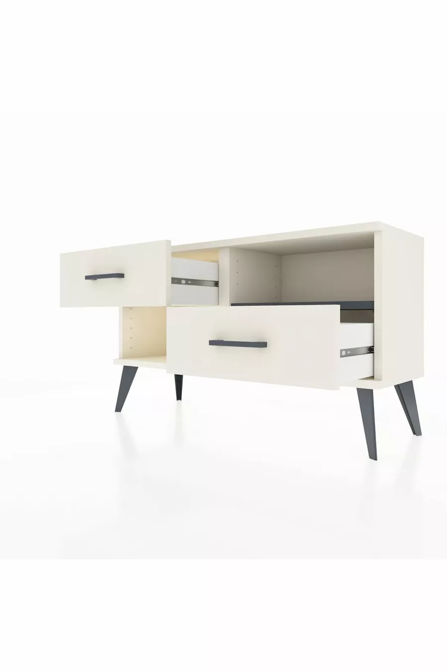 Commode Arges à une étagère et 2 tiroirs, quartz-anthracite/quartz