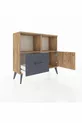 Commode Arges avec 2 étagères, 1 tiroir et 1 porte, Pin-Pin/Anthracite