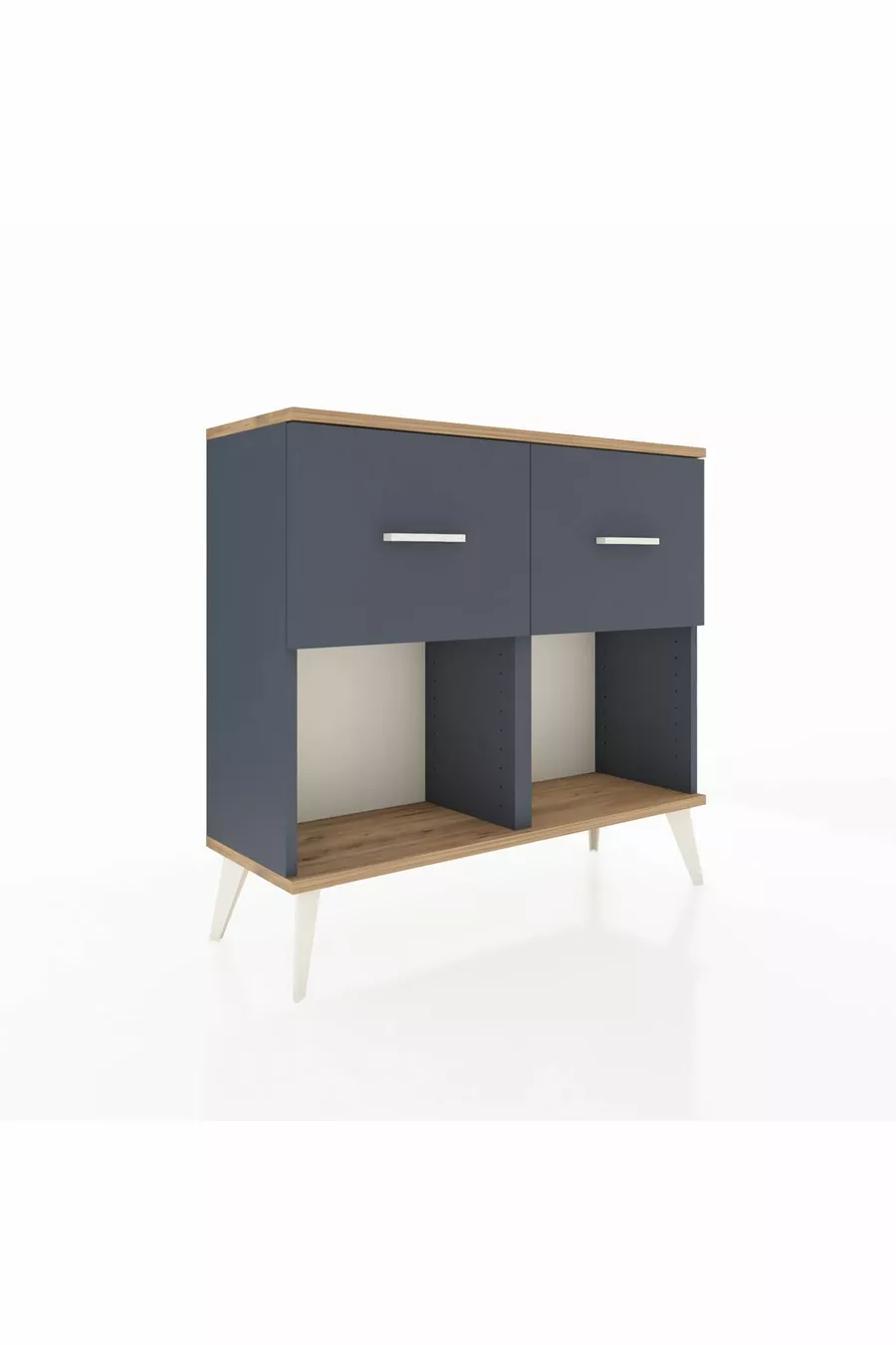 Commode Arges 2 tiroirs Anthracite-Cèdre/Anthracite