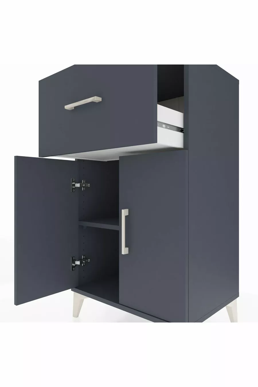 Commode Hyperion à une étagère, un tiroir et deux portes, Anthracite-Anthracite