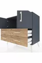 Commode Hyperion 2 étagères 4 tiroirs 2 portes Anthracite-Anthracite/Pin