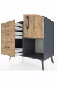 Commode Hyperion à une étagère, 3 tiroirs et une porte, Anthracite-Bois de pin