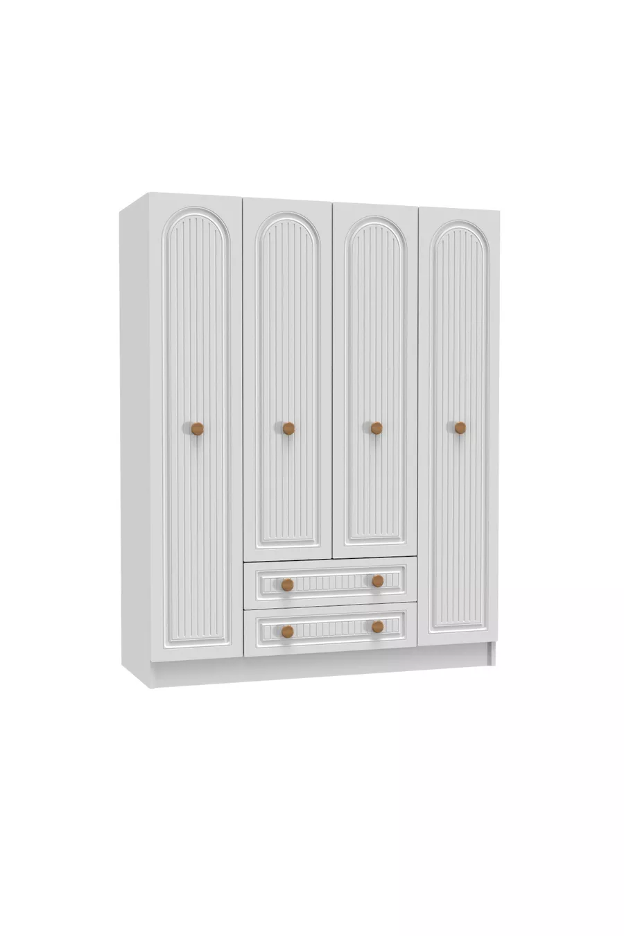 Armoire blanche élégante et raffinée Bohem à 4 portes et 2 tiroirs en MDF