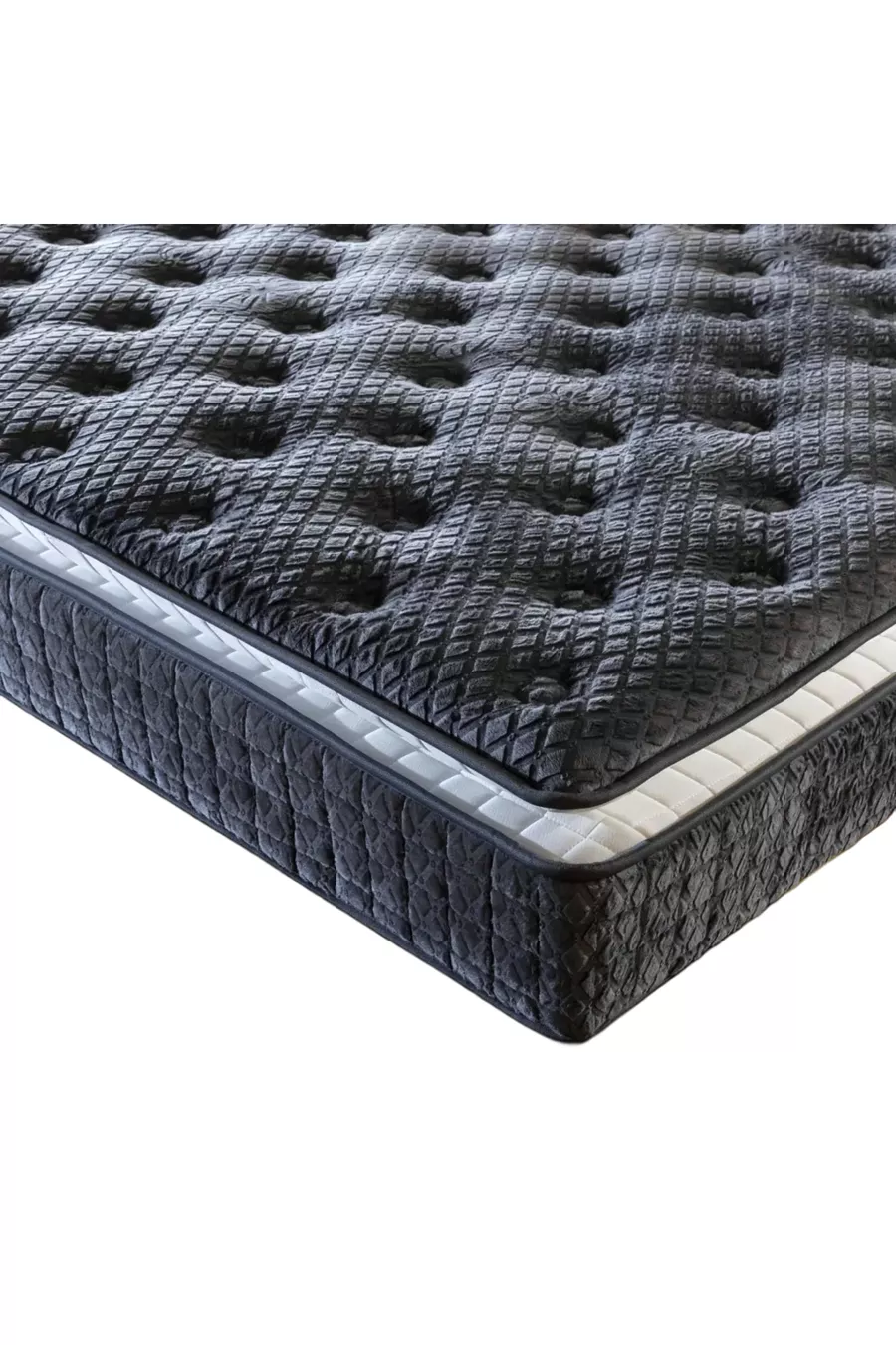 Matelas à ressorts ensachés ultra orthopédique avec soutien lombaire et dorsal, équipé d’un coussin en forme de croissant, ressorts ensachés et tissu en duvet de lapin
