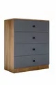 Commode GM Almina 4 tiroirs avec poignées boutons en gris anthracite-noisette