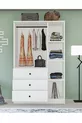 Gm  Ece Lüx Armoire 3 Portes 3 Tiroirs avec Miroir et Poignées Bouton