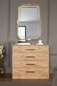 Commode Mira à 4 tiroirs, poignées noires, pin Atlantique, cm
