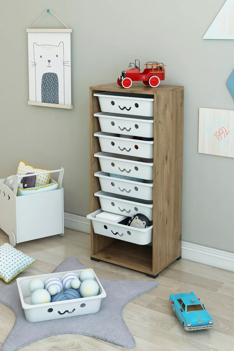 Armoire multifonction à 8 paniers, armoire de cuisine, armoire pour jouets d'enfants, organisateur de jouets