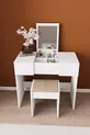 Coiffeuse avec miroir, pouf et tiroirs B Anka, blanc, avec organisateur pour chambre à coucher et siège