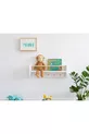 Bibliothèque murale Montessori à 2 étagères avec crochets, MDF blanc