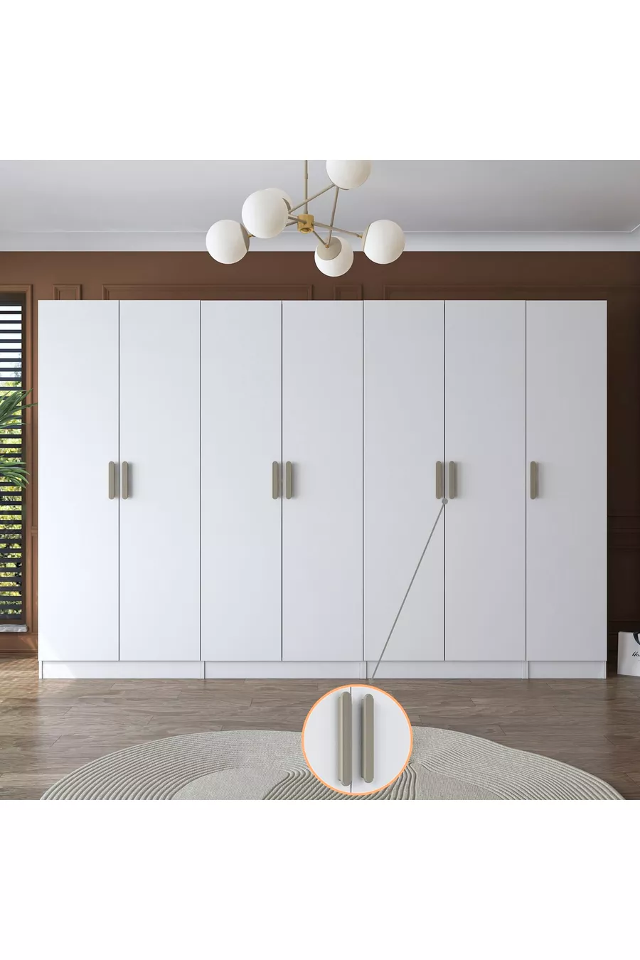 Rani  Armoire Spacieuse Armoire à Vêtements 7 Portes  Étagères 3 Penderies Armoire Modulaire Blanche