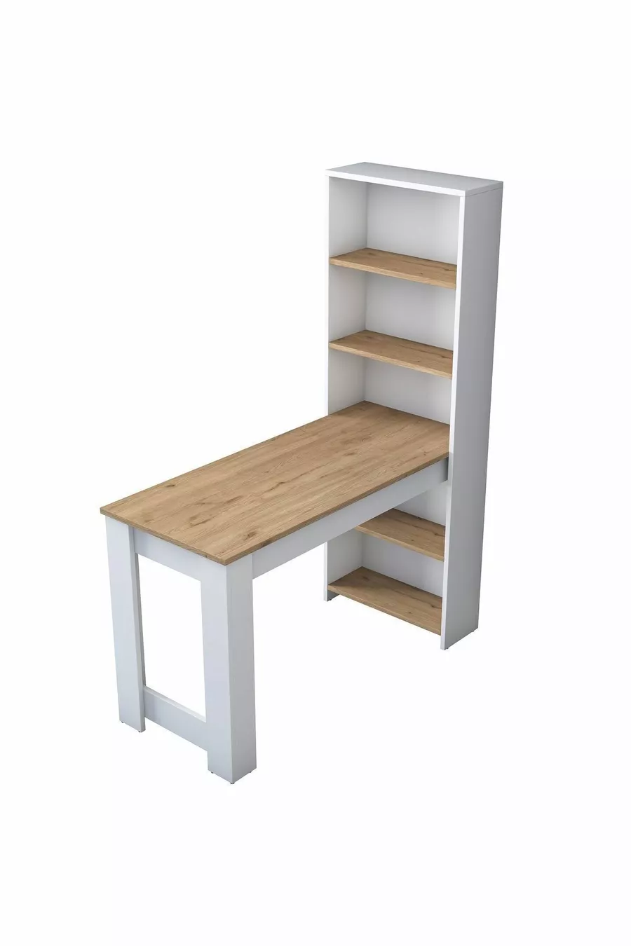 Table de manucure à tiroirs Rani - Table de maquillage avec panier Noyer - Blanc