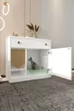 Litière pour chat en bois MONA avec tiroir - couvercle verrouillable - tissu d'entrée inclus - bac à litière non inclus - BLANC