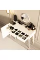 LOVE MIROIR (SUR PIED EN BOIS) TABLE DE MAQUILLAGE AVEC TIROIRS - AVEC PORTES EN MDF BLANC CM