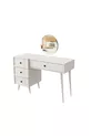 COIFFEUSE ROSE AVEC MIROIR (PIEDS EN BOIS) CADRE EN MDF, 4 TIROIRS, BLANC
