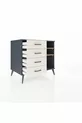 Commode Kronos 2 étagères 4 tiroirs Anthracite-Sapin/Mer de pierre
