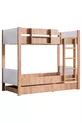 Lits superposés avec lits pour enfants, Lit superposé modulable pour enfants Asya, Noyer - Blanc