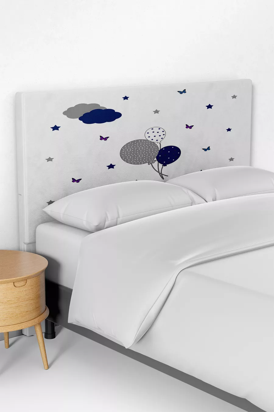 Housse de tête de lit avec motif de ballon bleu pour chambre d'enfant