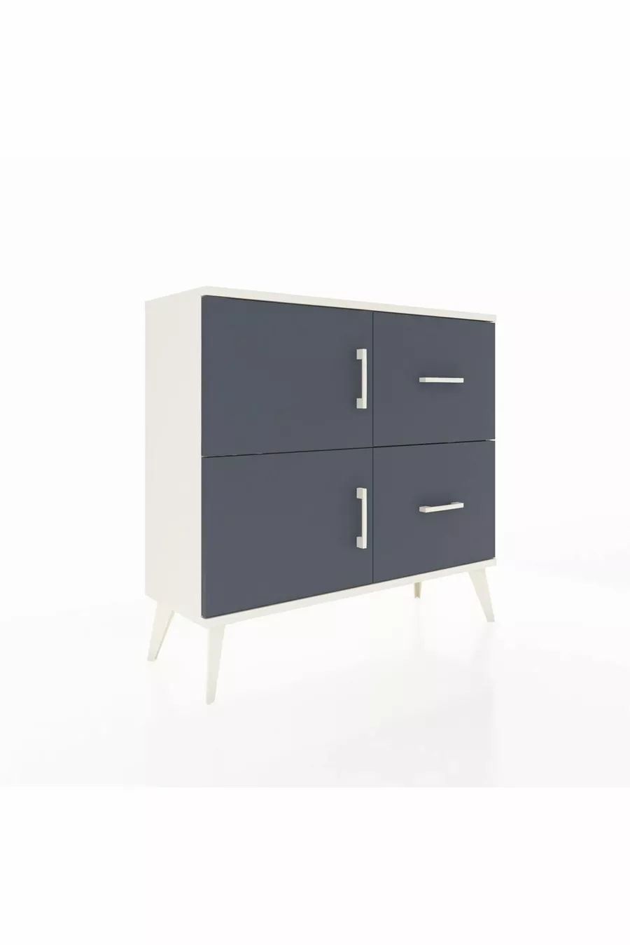 Commode Arges avec une étagère, 2 tiroirs et 2 portes, Pierre de lune-Anthracite