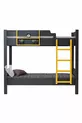 Lits superposés, lits superposés démontables pour enfants, 2 places, anthracite - jaune - cm