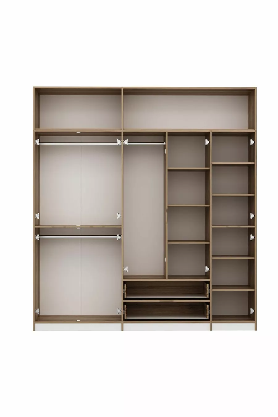 Armoire Elina à 5 portes avec penderie - Doré/Blanc