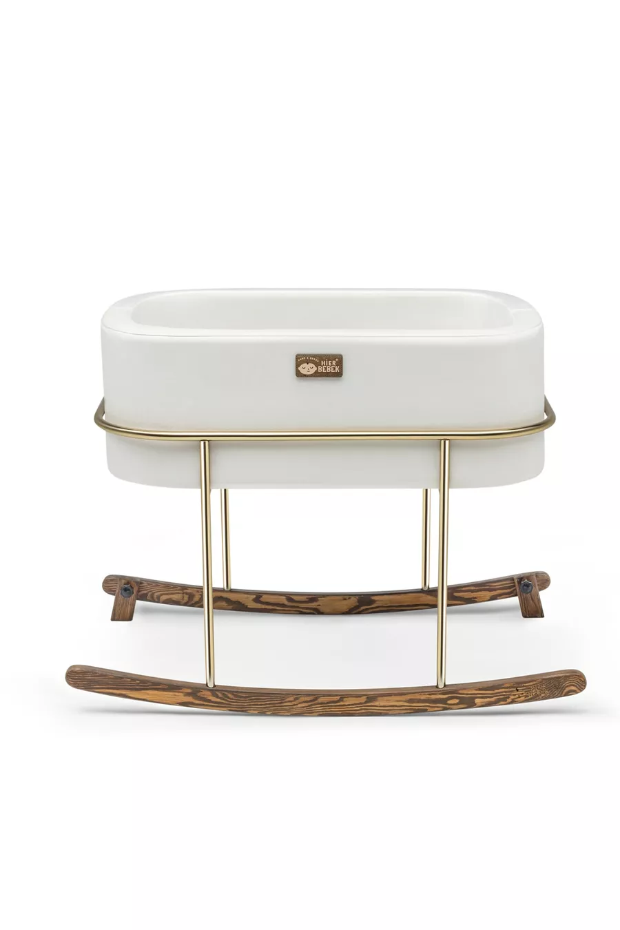Berceau latéral pour bébé Anne, support doré, panier blanc