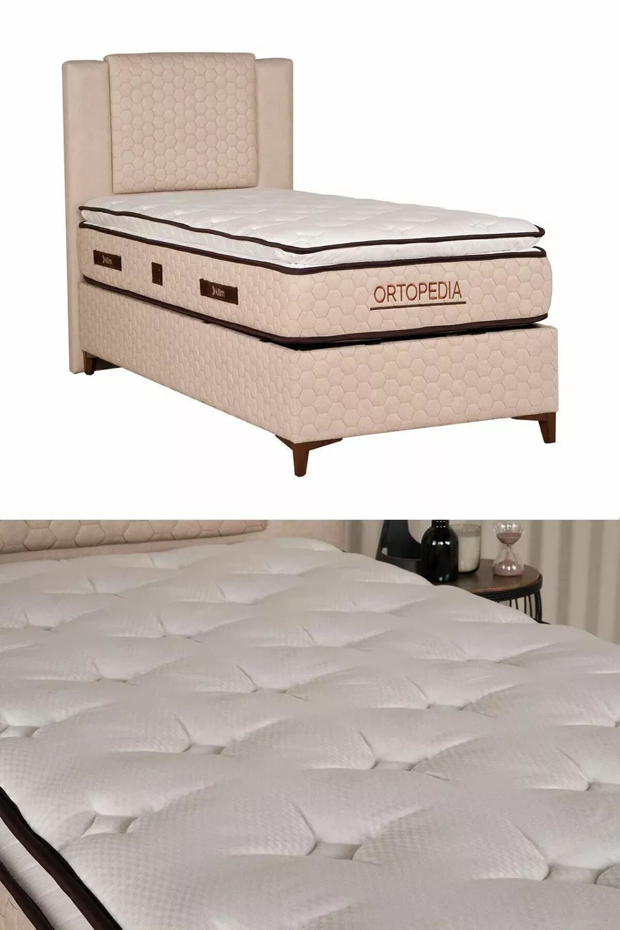 Orthopédie Lit orthopédique avec matelas à ressorts et coussin (CADRE ET TÊTE DE LIT NON INCLUS)