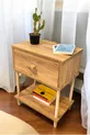 Table de chevet moderne avec étagère et couvercle rabattable, organiseur de chambre à coucher, table d'appoint avec pieds en bois