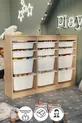Armoire avec Panier Armoire Polyvalente Armoire à Jouets Lara Chêne Saphir