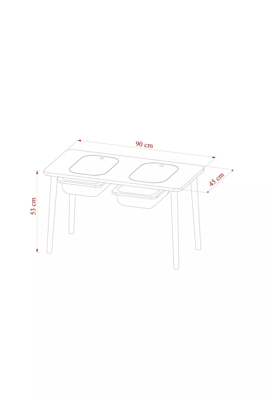 Bureau pour enfant, table de jeu et d'activités, table double avec chaises, usage été et hiver