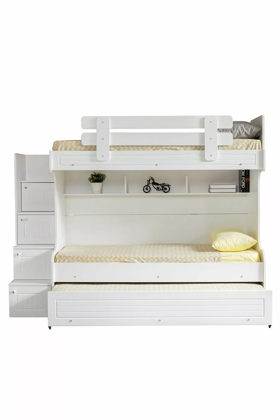 Lit superposé, Lit superposé pour bébé - Blanc 2 matelas Comfort