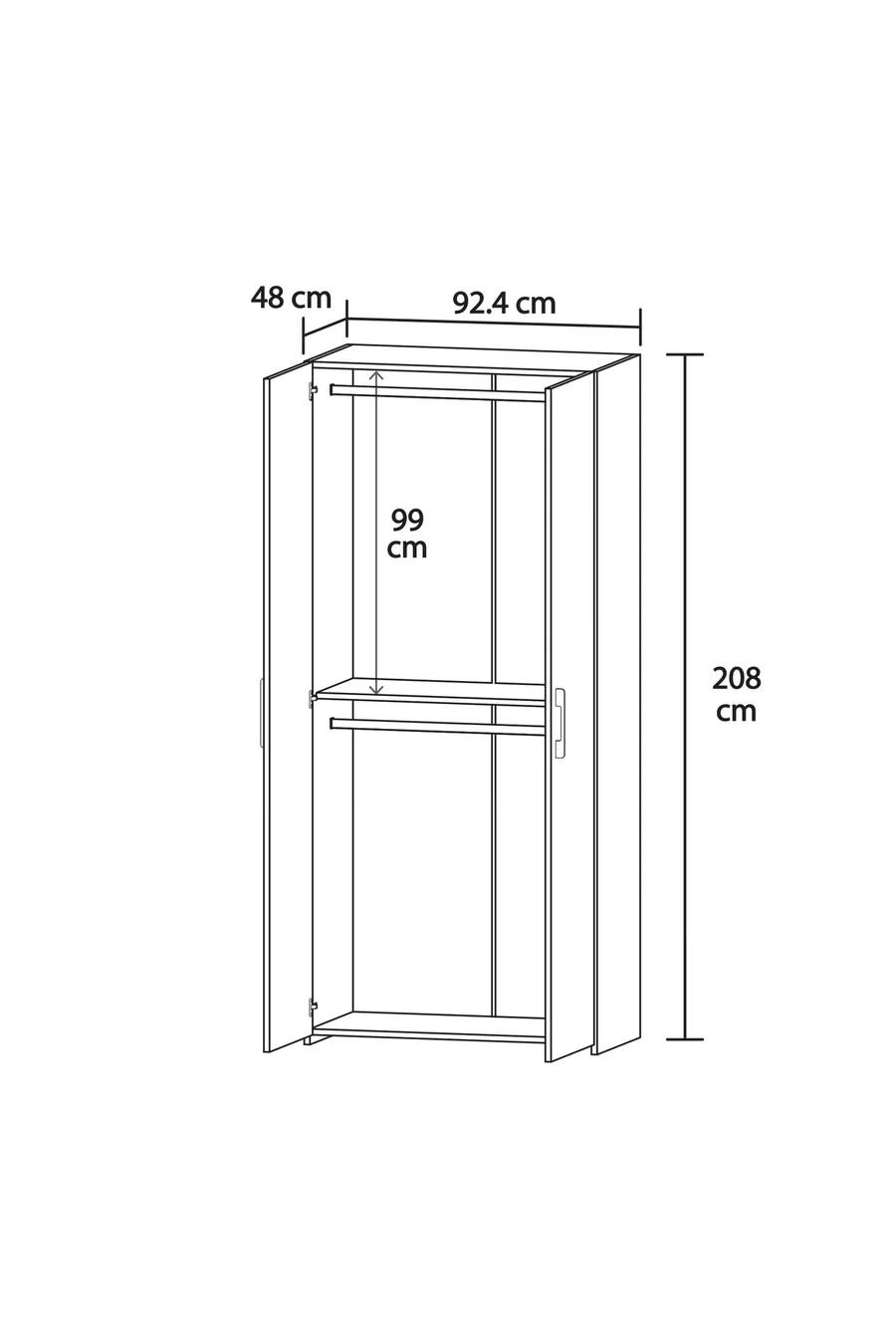 Armoire blanche Retro-8 à deux portes et deux poignées