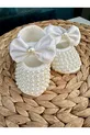 Chaussons de luxe pour bébé fille avec nœud, détails brillants et perles, 0-4 mois,  cm, cadeau avec velcro