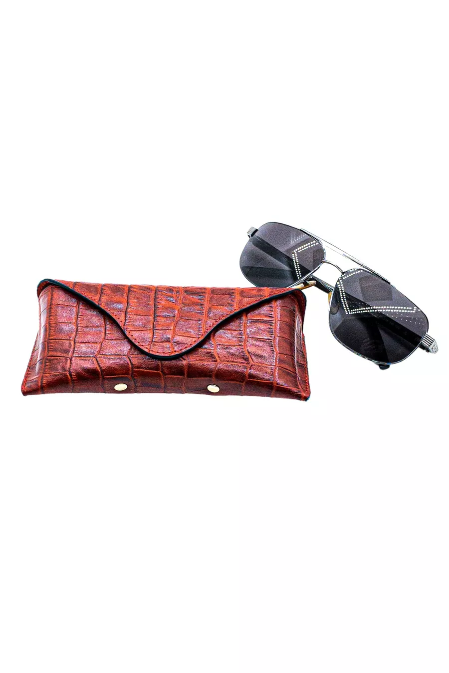 Étui à lunettes en cuir de crocodile pour hommes et femmes